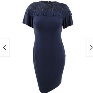 Lauren by Ralph Lauren Women's Lace-Yoke Ruffled Dress